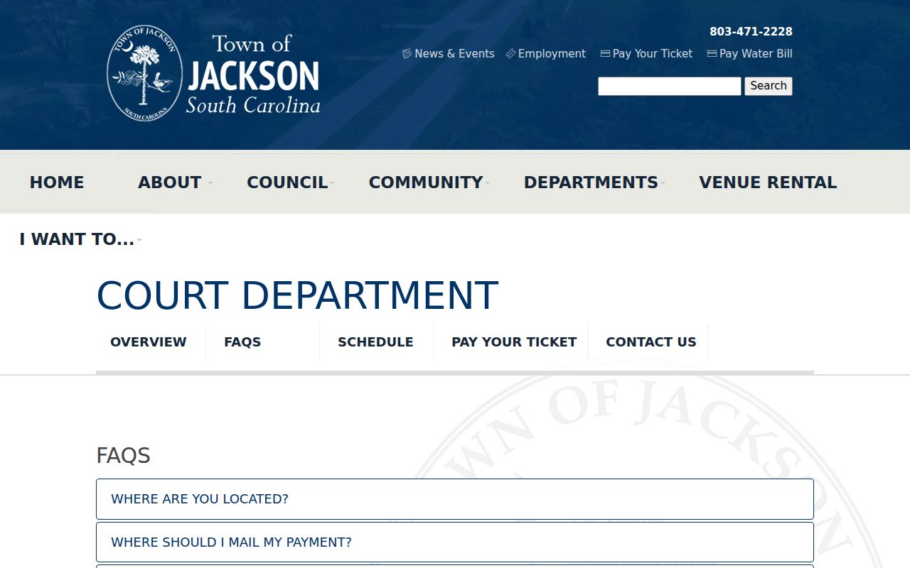 Aiken County Jackson municipal warrant payment and reschedule guidance