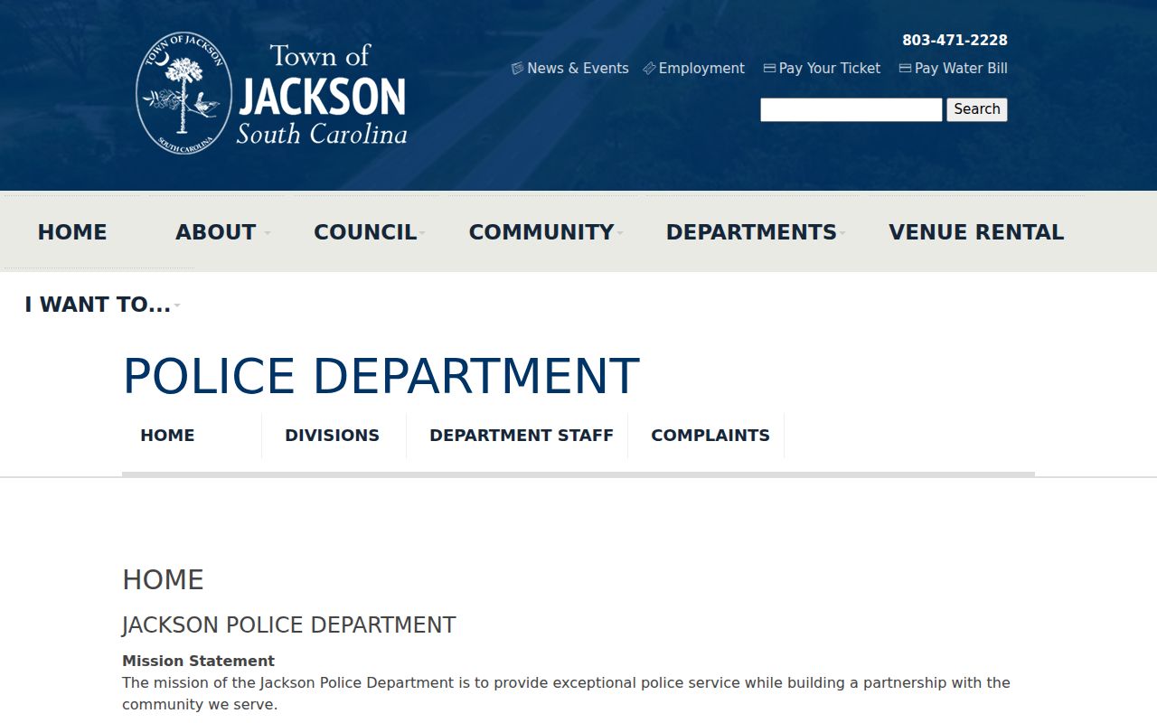 Jackson Police Department service information for Jackson warrant records